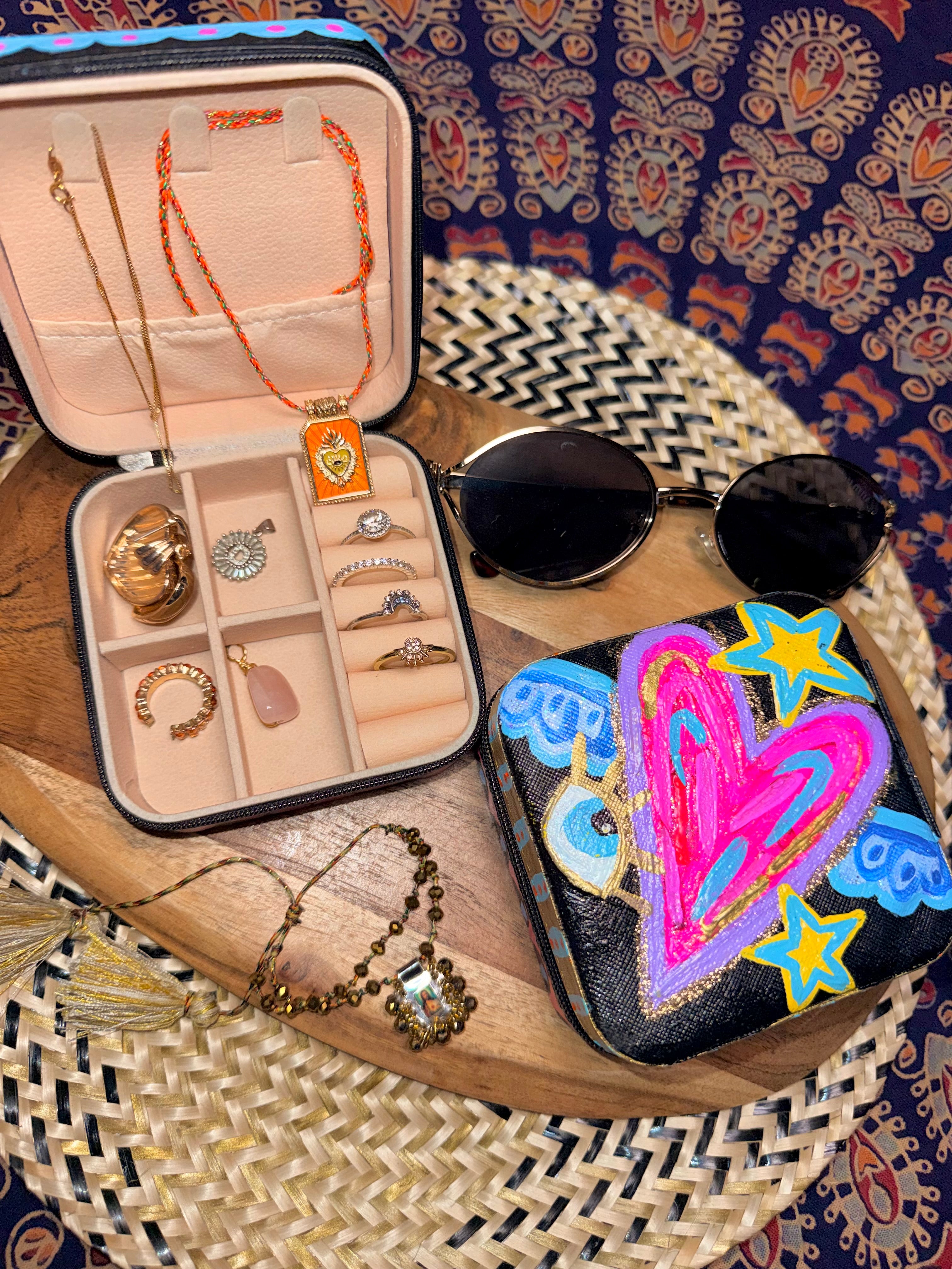 Hand-Painted Travel Jewellery Case ✨
